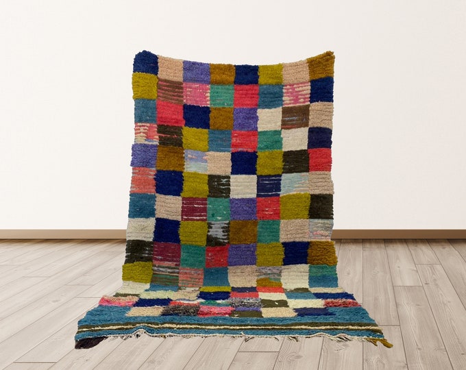 3x6 feet Bohemian Vintage Morrocan  Azilal Berber Rug.
