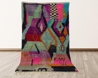 Moroccan Abstract Rug: Handmade Bohemian Custom Wool Rug.