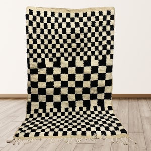 Black and white moroccan berber checkered area rug!