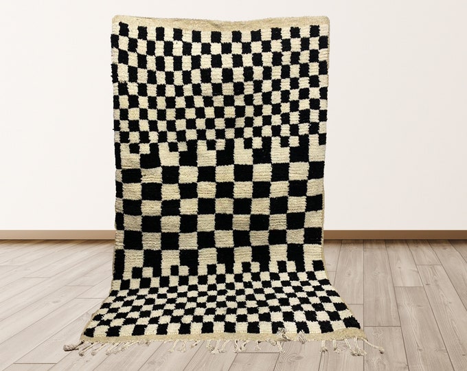 Black and white moroccan berber checkered area rug!