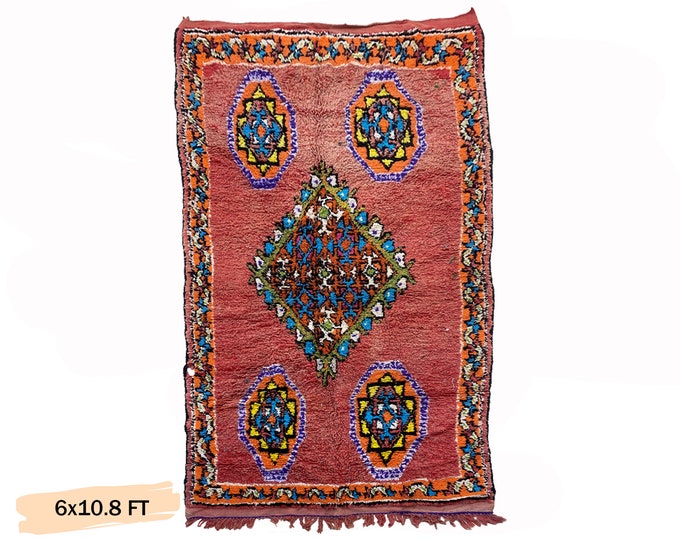 Vintage Moroccan Rug 6x11: Large Unique Area Rug