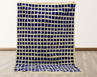 Handwoven Grid Moroccan Area Rug: Custom Unique Bohemian Decor