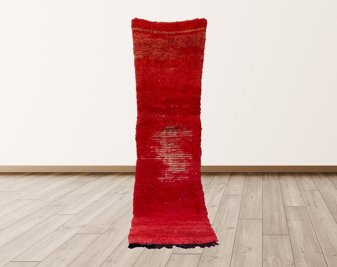 2x9 ft narrow long runner, vintage red runner rug!