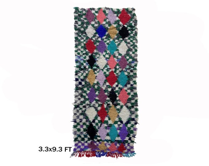 Used Moroccan Runner Rug: Vintage runner rug 3x9.