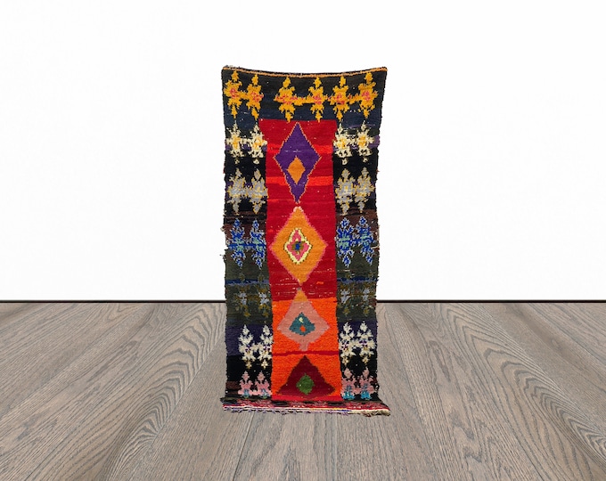 Small moroccan runner rug, 3x8 feet vintage runner rug, tribal runner rug, unique runner rug.
