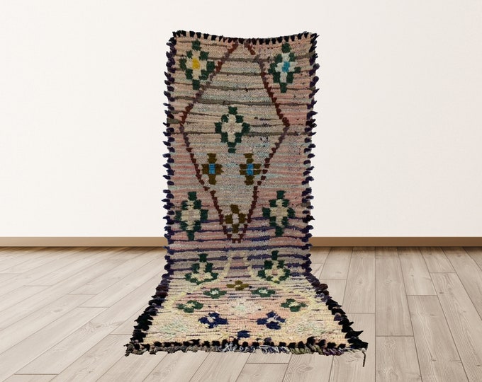 2x6 feet Bohemian Vintage Morrocan Tribal Azilal Berber Rug.