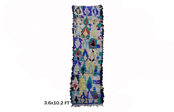 Unique Boucherouite Moroccan Rug 4x10 - Vintage Runner for Home