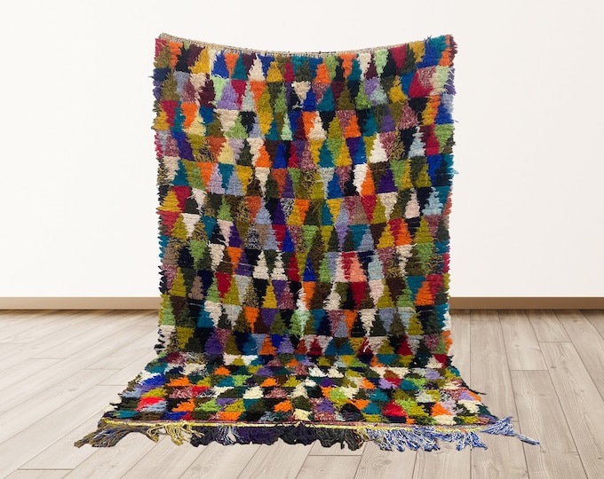 4x7 feet Vintage Berber Bohemian colorful rugs, Morrocan Colorful Berber Vintage rugs.