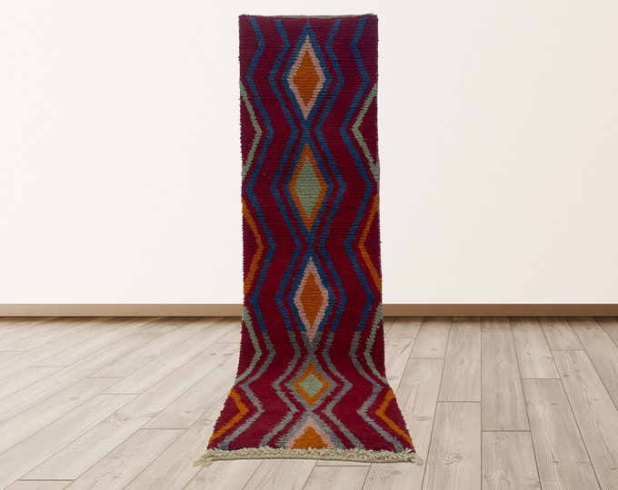 Handmade Moroccan Boho Runner Rug: Custom Berber Design.