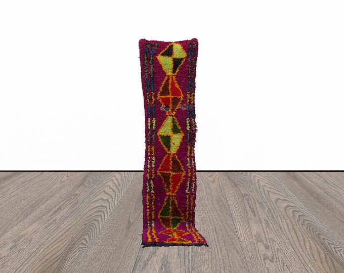 Vintage narrow rug runner, 2x9 feet moroccan berber rug runner, tribal woven rug runner.