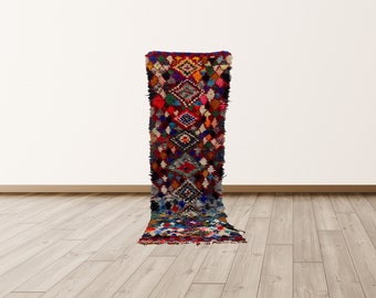 3x9 ft Entryway Runner Rug Berber, Moroccan Vintage Rug.