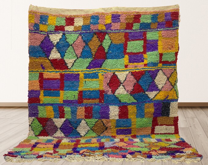 Unique custom Moroccan Area Rug: Bohemian Floor Rug.