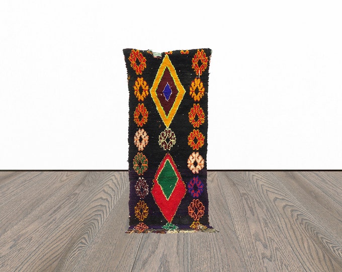 Small moroccan runner rug, 2x6 feet tribal runner rug, vintage runner rugs, berber runner rugs.