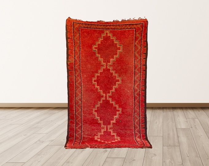 berber tribal 4x8 ft rug, Moroccan red rug!