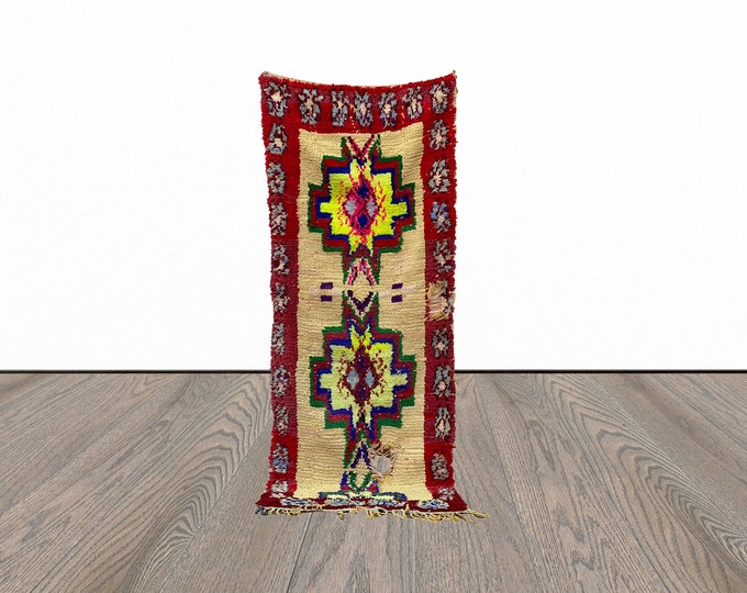 Unique runner rug, 3x7 feet entryway runner rug, moroccan runner rug, berber runner rug, boujaad runner rug.