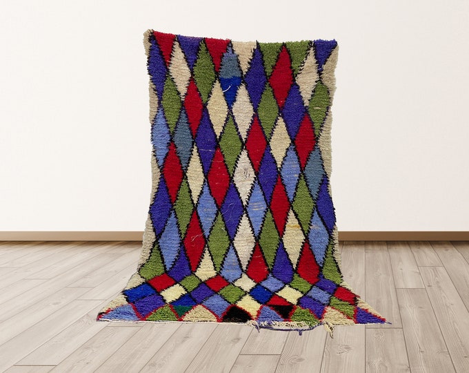 Morrocan Berber 3x6 Vintage Azilal Rug.