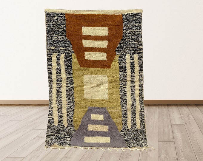 Unique Moroccan Wool Rug: Handmade Bohemian Custom Area Rug