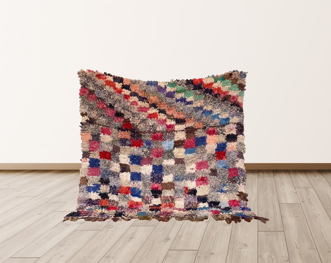 small Moroccan checkered 4x5 ft rug , Moroccan vintage rug!