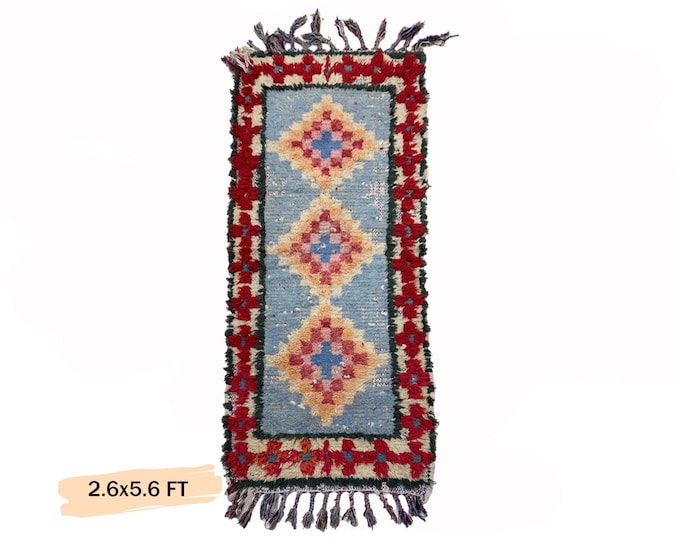 Woven Moroccan Small Runner Rug 3x6: Vintage Boho Style.