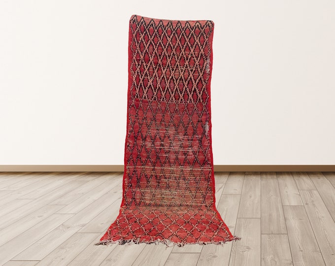 3x9 ft Azilal vintage rug small, Moroccan Vintage Rug.