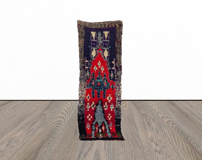 2x7 Feet moroccan berber runner rug, vintage runner rug, tribal runner rug, bohemian rug runner.