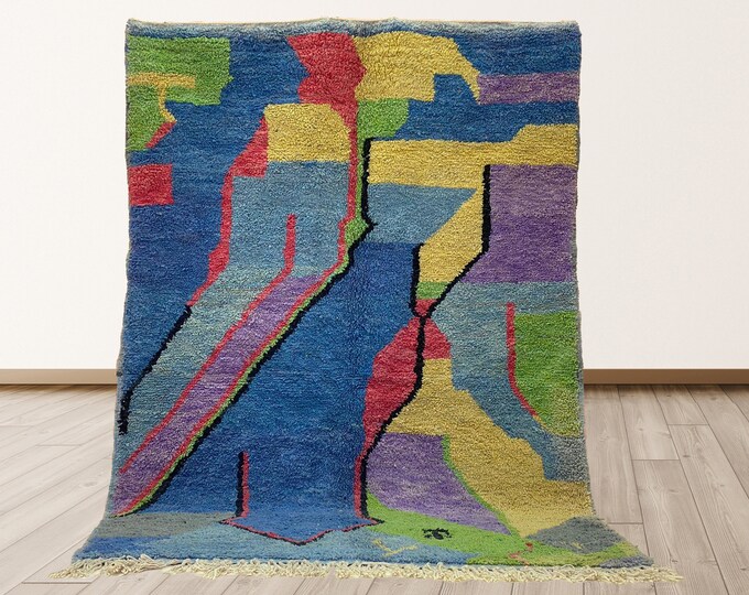 Unique Moroccan Woven Rug: Handmade  Home Decor Area Rug.