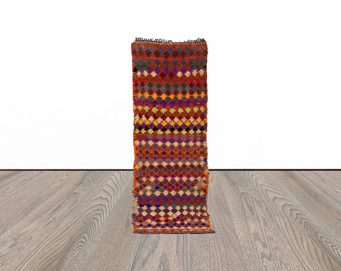 3x7 Feet colorful runner rug, tribal runner rug, vintage runner rug, entryway runner rug.