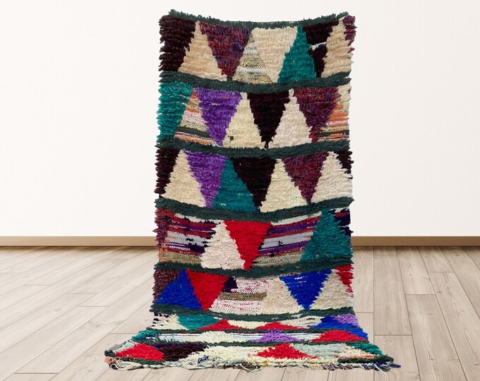 Vintage Moroccan 3x7 feet runner rug, Vintage Moroccan Berber Narrow runner rug,