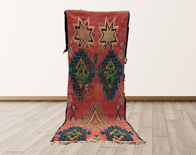 3x9 ft Moroccan Rug, Wool rug, Boho rug, Vintage Moroccan area rugs.