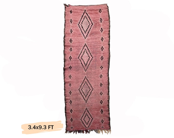 3x9 Colorful Moroccan Vintage Runner Rug: Bohemian Home Decor.