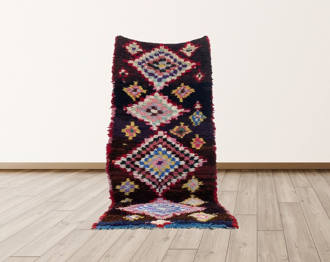 Vintage Morrocan 3x8 feet Tribal Azilal Berber Rug.