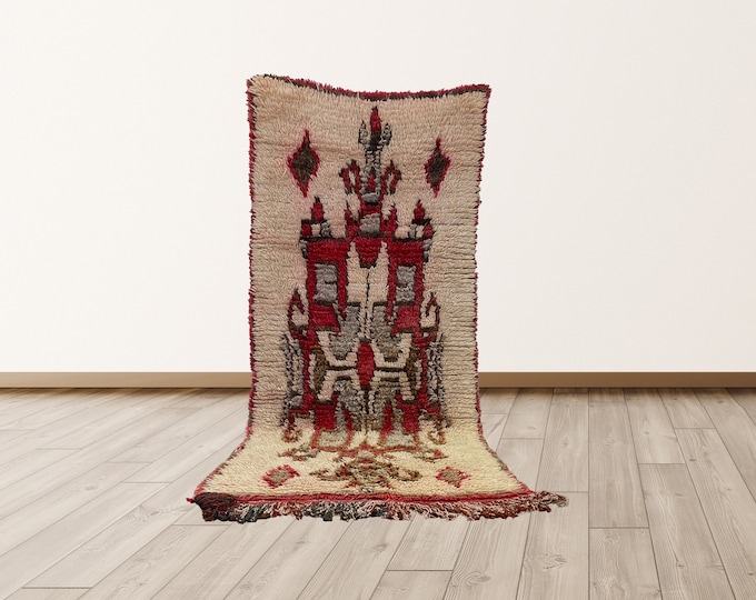 Soft Wool 2x5 ft Morrocan Berber Vintage Azilal Rug.