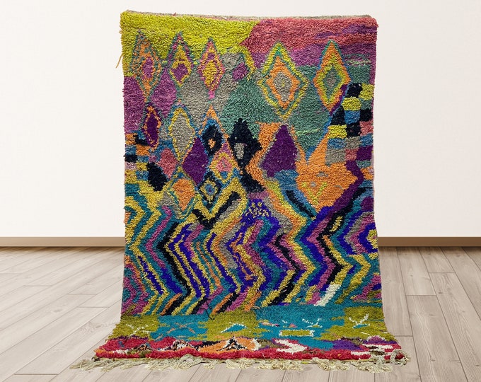 Handmade Custom Unique Moroccan Area Rug: Boho Home Decor.