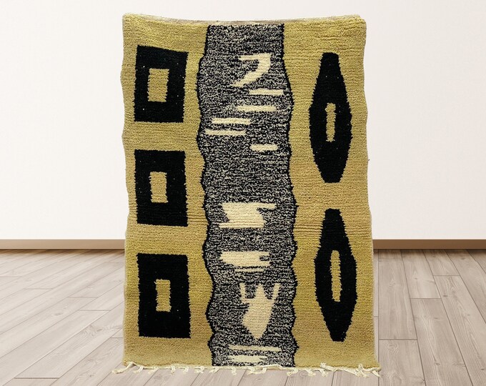 Boho Moroccan Rug: Handmade Berber Area Rug.
