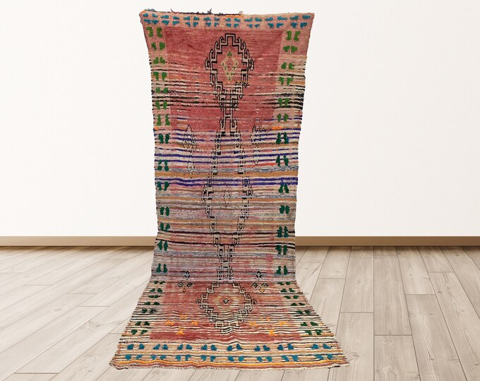 Azilal Moroccan vintage 3x9 feet rugs, Moroccan Vintage Berber rugs.