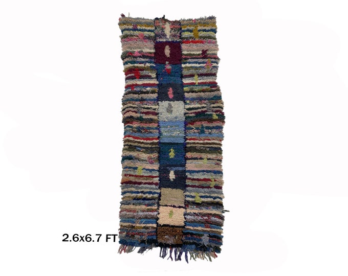 Woven Unique Moroccan Colorful runner rug 3x7.