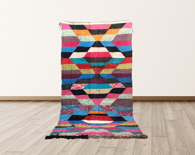 Moroccan berber Kilim rug 4x7 ft ! Vintage area rug.