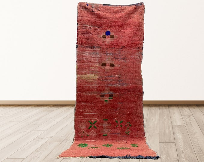 3x8 feet Moroccan Berber runner rug, Tribal Wool Vintage rugs.