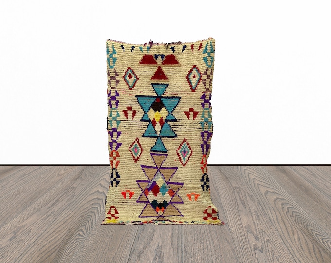 Moroccan colorful rug, 4x7 feet vintage area rug, tribal beautiful rug, berber woven rug.