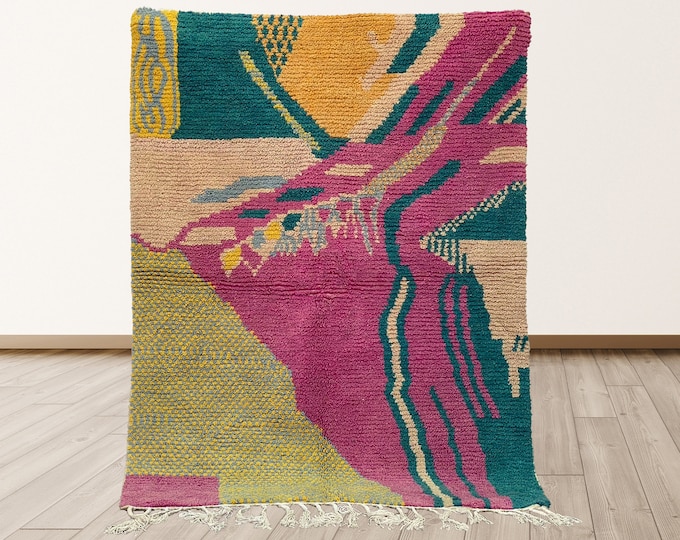 Moroccan Custom Rug: Handmade Bohemian Area Rug.