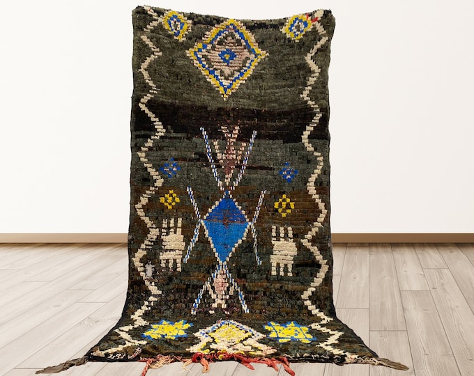 4x8 feet Azilal runner rugs, Moroccan Berber Vintage Runner Rug.