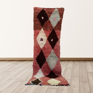 3x8 ft Bohemian Vintage Morrocan Tribal Azilal Berber runner Rug.