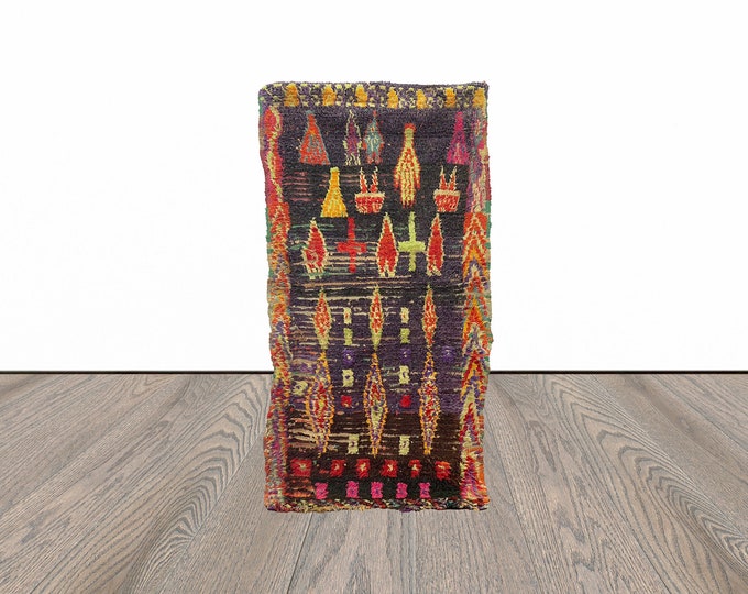 3x5 Feet moroccan colorful rug, vintage woven rugs, tribal area rug, berber azilal rug, small bohemian rug.