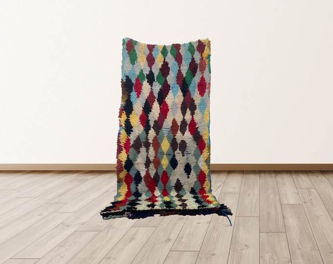 Vintage 3x7 ft Moroccan Berber rug.