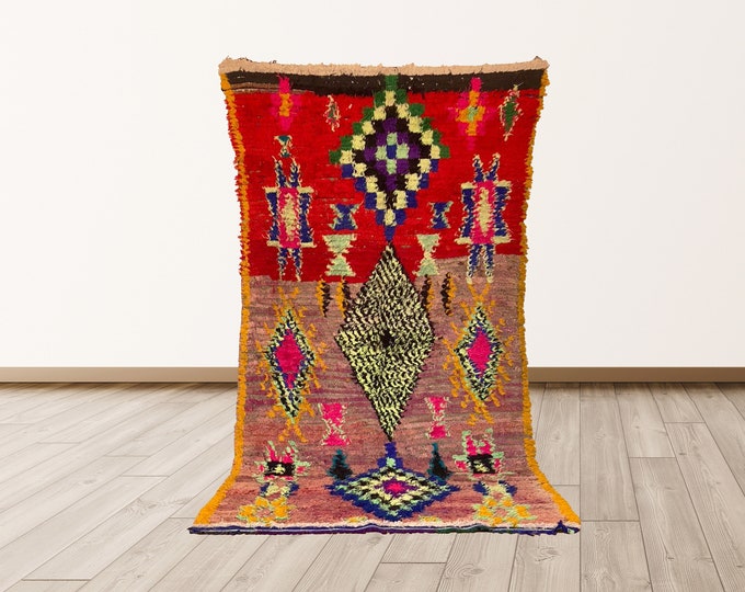 Moroccan tribal 4x9 ft rug , Moroccan vintage rug!