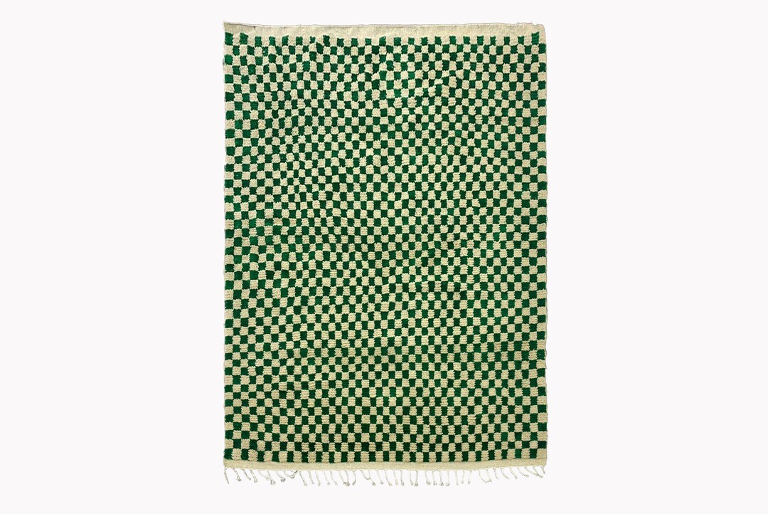 Moroccan Green Checkered Rug Checkerboard Handmade Area Rugs. Etsy
