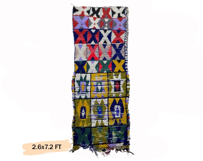 Moroccan Berber Runner Rug 3x7: Vintage Boho Home Decor.
