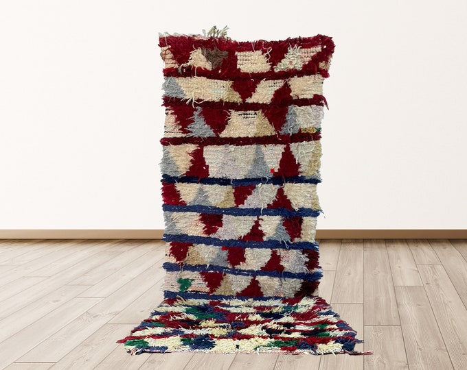 3x7 feet Vintage Moroccan runner rug, Vintage Moroccan Berber Narrow runner rug,
