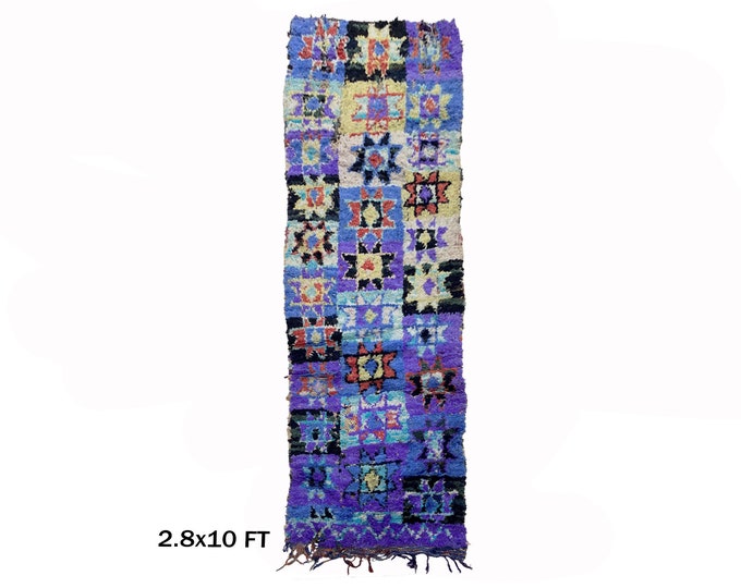 Moroccan Woven Runner Rug 3x10, Vintage Narrow Runner Rug.