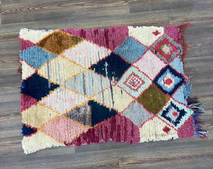 3x4 feet Runner small rug, Moroccan Berber Vintage Rug.